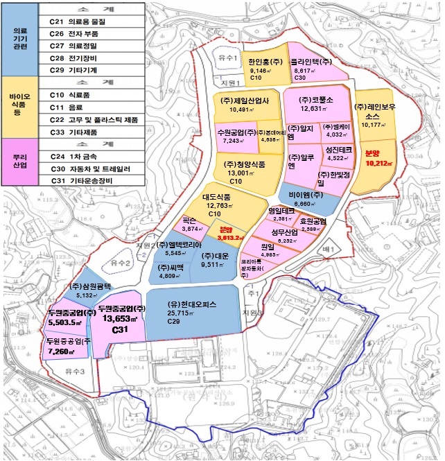 옥천테크노밸리 산업단지 배치도 이미지입니다.